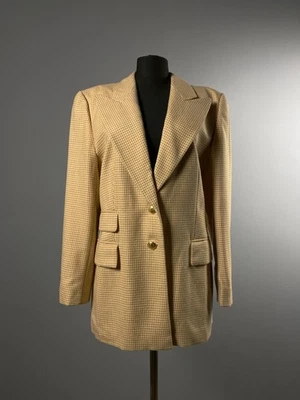 Abrigo Chaqueta Blazer Raro Vintage Escada Amarillo Lana Pura Oro Botones Talla 40 M Foto 1 de 4