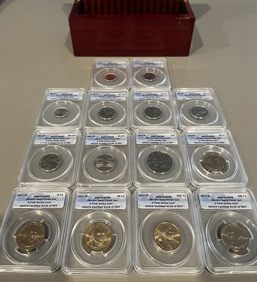 2007 U.S. Mint Satin Finish (14) 28-Coin Set ANACS SP69 First Strike #136/394 - Image 1 of 4