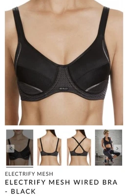 Berlei YYN7 Electrify Mesh Underwired Bra 38B Black - New With Tags - Image 1 of 4
