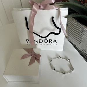 Authentic Pandora 🌟 5 Clip Station Bracelet with 5 clips  🌟 591704 🌟 23cm - Picture 1 of 12