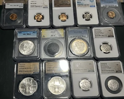 Slabbed/Graded Coins Lot-13 Items-Ancients, Draped Bust, Morgan’s & More! READ - Image 1 of 4