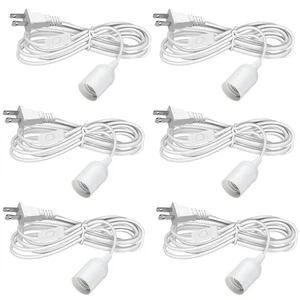 6 Pack Light Bulb Socket with Cord - 16Ft Plug in Light Socket E26/E27 Pendan... - Picture 1 of 7