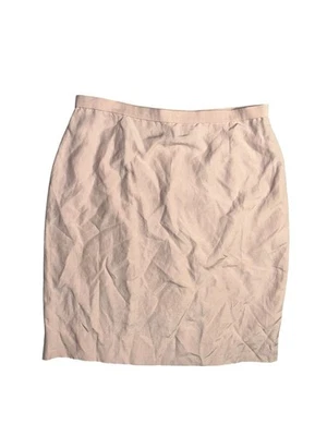 Dana Buchman Women's Size 16 Pink Silk Linen Skirt Zip Up Back Slit Foto 1 de 4