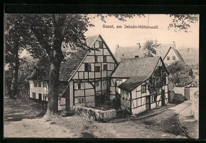 Soest, Strassenecke mit Fachwerkhaus am Jakobi-Nöttenwall, Ansichtskarte - Picture 1 of 2
