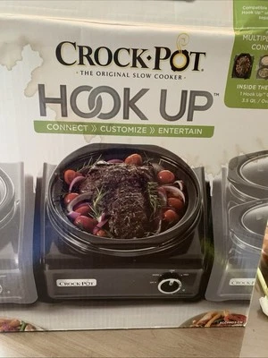 Olla de cocción lenta ovalada de 3,5 cuartos de galón de conexión para olla de barro SCCPMD3-CH negra gris  Foto 1 de 4