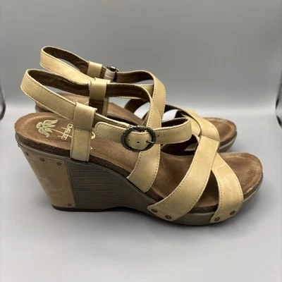 Sandalias Dansko Frida Beige Cuero Tachonado Cuña Tirantes Zapatos Talla 42 EE. UU. 11-11,5 Foto 1 de 4