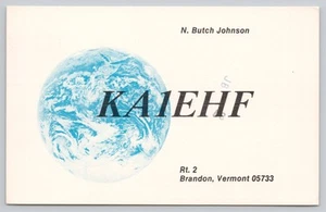 Postal de radioaficionado QSL KA1EHF Green Mountain State Brandon Vermont - Imagen 1 de 2