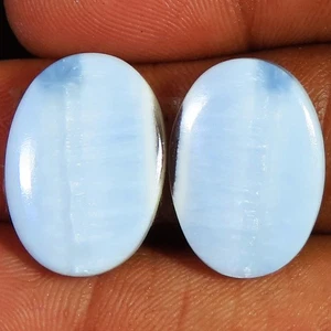 Natural BLUE OPAL Pair Oval Cabochon Loose Gemstone 19.60 CT 14x20x3 mm SR_175 - Picture 1 of 3