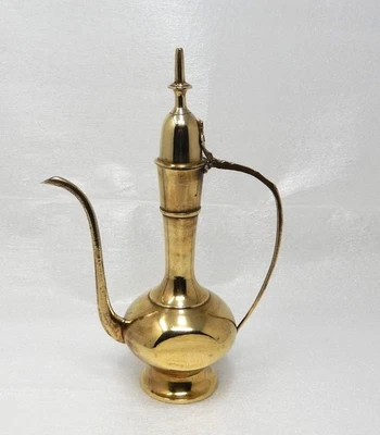 "Cafetera Dallah islámica vintage de latón árabe de Oriente Medio 10 3/4"" de alto India" Foto 1 de 4