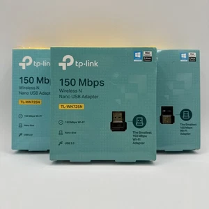 3 Pack | TP-LINK  150Mbps Wireless N Nano USB Adapter | TLWN725N | Open Box - Picture 1 of 2
