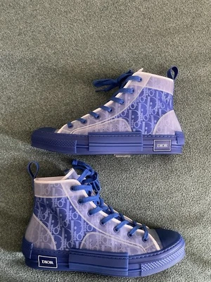 Dior B23 High Top Blue Oblique Sneakers Size 11.5 (45)EU Preowned - Image 1 of 4