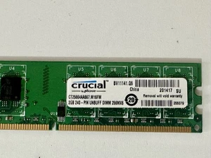2GB Crucial CT25664AA667.M16FJ3 PC2-5300U 667MHz DDR2 Non-ECC Desktop Memory RAM - Picture 1 of 3