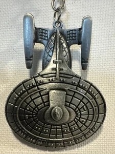 Star Trek TNG USS Enterprise 1701-D Ship Pewter Finish KEYCHAIN NEW - Picture 1 of 3