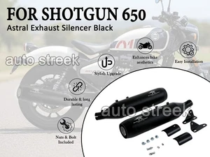 FIT FOR ROYAL ENFIELD SHOTGUN 650 RED ROOSTER ASTRAL BLACK EXHAUST SILENCER - Foto 1 di 5