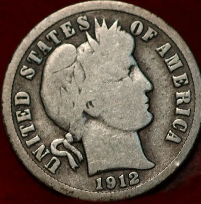 Moneda de diez centavos de barbero de plata como nueva de San Francisco 1912-S Foto 1 de 2