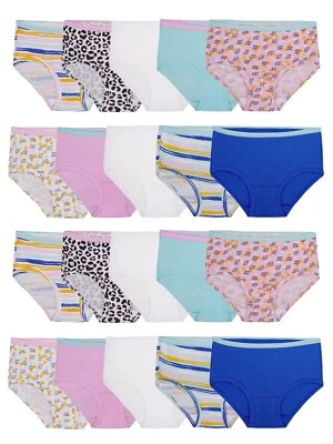 Fruit Of The Loom Briefs Panties Underwear 8 Girls 19 PKS White/Stripes/Animal P - Image 1 of 4
