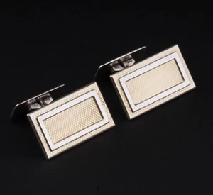 Solid Silver Cufflinks with Gold, Vintage Art Deco . Made In Denmark. Hugo Grün - Picture 1 of 3