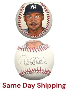 Derek Jeter Firmado Autografiado OML Béisbol Pintado a Mano 1/1 Yankees JSA LOA - Imagen 1 de 8