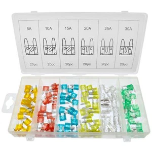 Car Mini Blade Fuse 120pc Assortment Set AST14 - Imagen 1 de 1