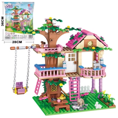 Dream City Friendship Tree House Princess Castle Building Blocks Street View Gir