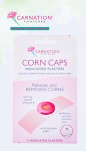 Carnation Corn Caps Medicated Plasters 5pc 2X Foot Care Remove Corn UK Made - Picture 1 of 10