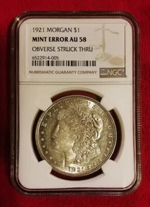 ANTIKER 1921 MORGAN DOLLAR NGC BEWERTET AU58 STEMPELGLANZ FEHLER GEPRÄGT BIS DATUM KOSTENLOSER VERSAND - Bild 1 von 3