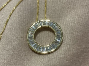 2.36 Ct Lab Created Diamond Circle Pendant With Necklace 14k Yellow Gold Plated - Picture 1 of 4
