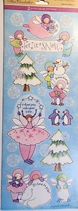 Snow Angels Penguin Christmas Trees Fairy Miss Elizabeth's 2-Sided Stickers - Picture 1 of 2