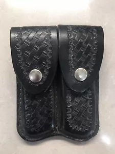 Black Leather Two Magazine Pouch by El Dorado - Picture 1 of 9