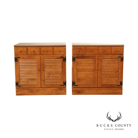 Ethan Allen Baumritter Pair Solid Maple Cabinets Cover