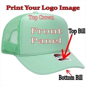SEAFOAM GREEN Trucker Hat Custom Printing HERE Personalized Names Images Logos - Picture 1 of 2