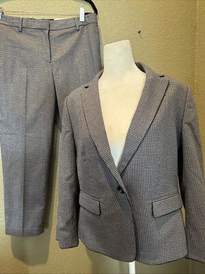 ann taylor Suit Blazer 10P Pants 8 Ankle Black/gray Metallic Nwt - Image 1 of 4