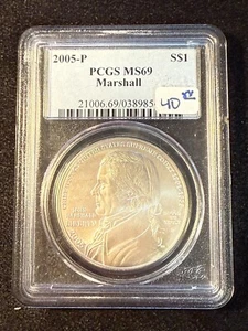 2005 P SILVER JOHN MARSHALL COMMEMORATIVE DOLLAR PCGS MS69 - Picture 1 of 4