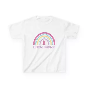 Little Sister Rainbow Kids Tee - Cute Birthday Gift, Sibling Shirt, Kids T-Shirt - Picture 1 of 25