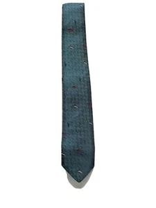Vintage Men's Tie Necktie Teal with Red & White  Accents Retro Accessory  - Picture 1 of 2