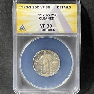 1923-S 25c Standing Liberty Quarter San Francisco Very Fine ANACS VF 30 Details - Picture 1 of 4