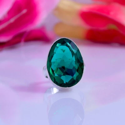 Weihnachten Grün Turmalin Edelstein 925 Sterlingsilber Handmade Ring Alle Größe - Bild 1 von 3