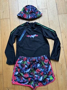 River Island Boys Shark Print 3 Piece Swim Set - Sizes from 5 to 12 Yrs - Picture 1 of 7