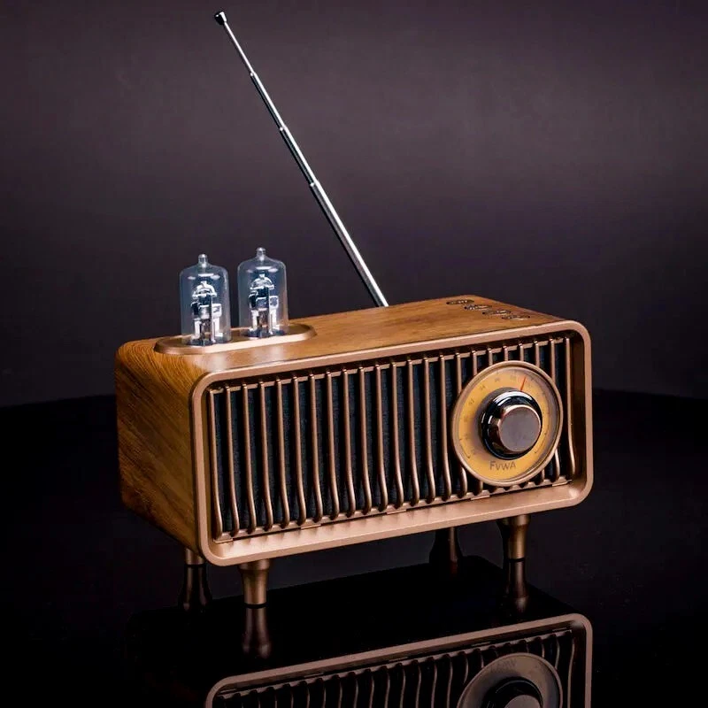 Hot FVWA Retro Radio FM Bluetooth Speaker Vintage Wood SD card AUX USB LED light - Image 1 of 4