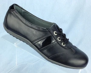 Blondo Mao Black Leather Fashion Lace Up Oxford Flats Womens Shoe sz 6.5 Narrow - Picture 1 of 11