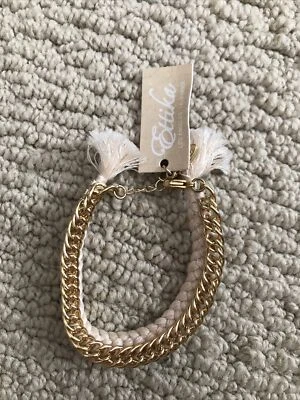 NUEVO CON ETIQUETAS Pulsera Anthropologie Ettika Piedras Metal Trenzado Borla Foto 1 de 3