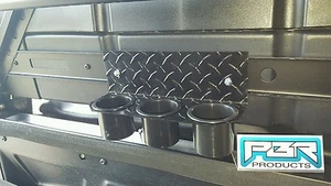 POLARIS RANGER CREW (2010-2017) BLACK Diamond plate CUP HOLDERS (3 cup holders) - Picture 1 of 12