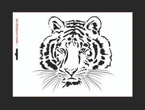Wandschablone Maler T-shirt Schablone W-006 Tiger ~ UMR Design - Picture 1 of 1