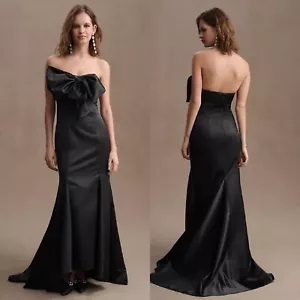 Neu mit Etikett Mac Duggal trägerlos SCHWARZ SATIN große Schleife Meerjungfrauenkleid Abendkleid 8 - Bild 1 von 15