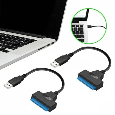 2X USB 2.0 zu SATA Adapter Kabel 22 Pin Für 2,5" Festplatte PC Laptop HDD SSD DA - Bild 1 von 4
