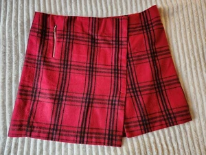Womens Clothing Christmas Skirt Size 14 Mini Red Plaid Wool 90s Beautiful  - Picture 1 of 6