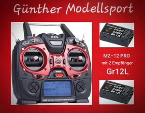 GRAUPNER MZ-12 PRO HOTT 2,4Ghz Fernsteuerung-Set, 2 x GR-12L, Lipo-Senderakku - Bild 1 von 4