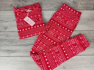 NEW Boux Avenue Red Mix Fairisle Twosie SET Sweatshirt & Jogger Christmas Xmas - Picture 1 of 4