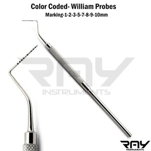 Medición de profundidad dental marcado codificado por colores dental William sondas laboratorio periodontal - Imagen 1 de 2