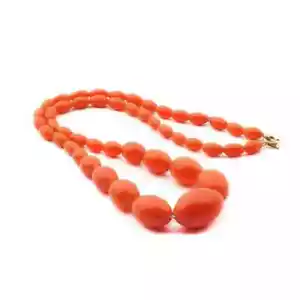 Collana ceca vintage perline di vetro modellato a mano arancione graduale ovale - Foto 1 di 3
